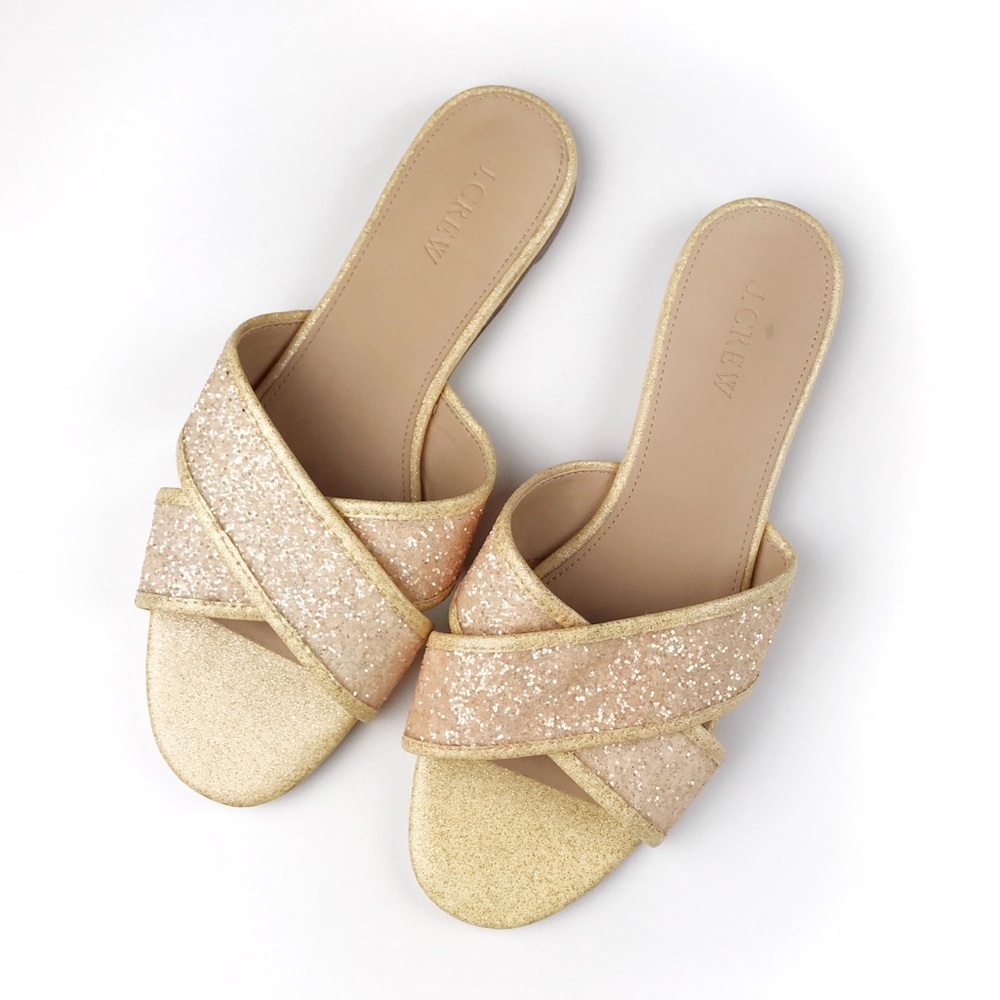 J. Crew Glitter Cora Crisscross Sandals